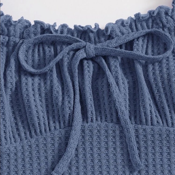 Frilly Ruched Waffle knit dress - Picture 3 of 10